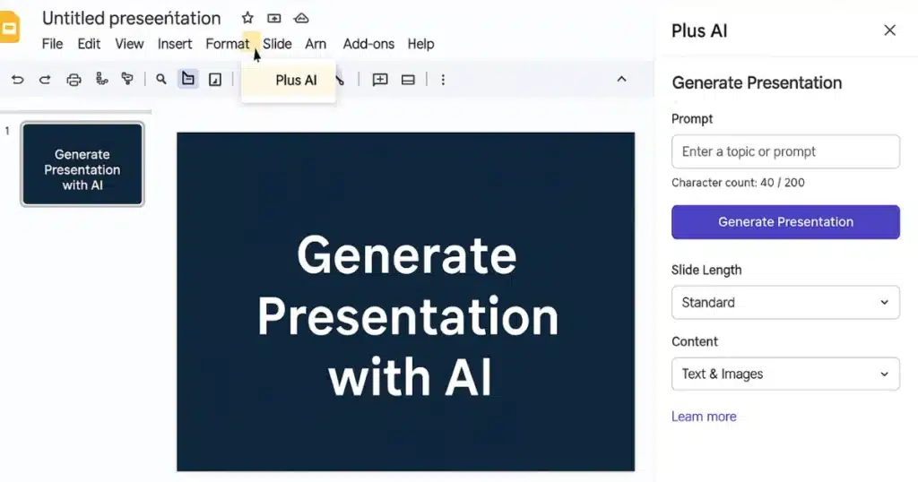plus ai ai generation